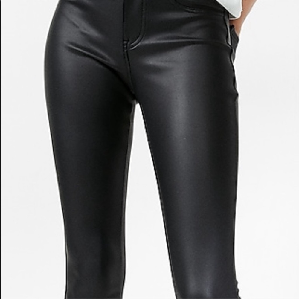 Hue body gloss black pleather faux leather skinny pants Size XS